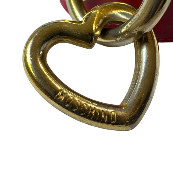 Vintage MOSCHINO Redwall En Heart Red Leather Buckle Belt Size Euro 46 /35 US main image 12